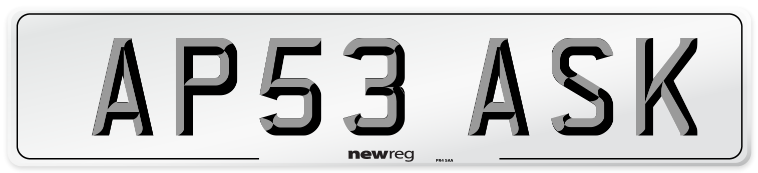 AP53 ASK Number Plate from New Reg